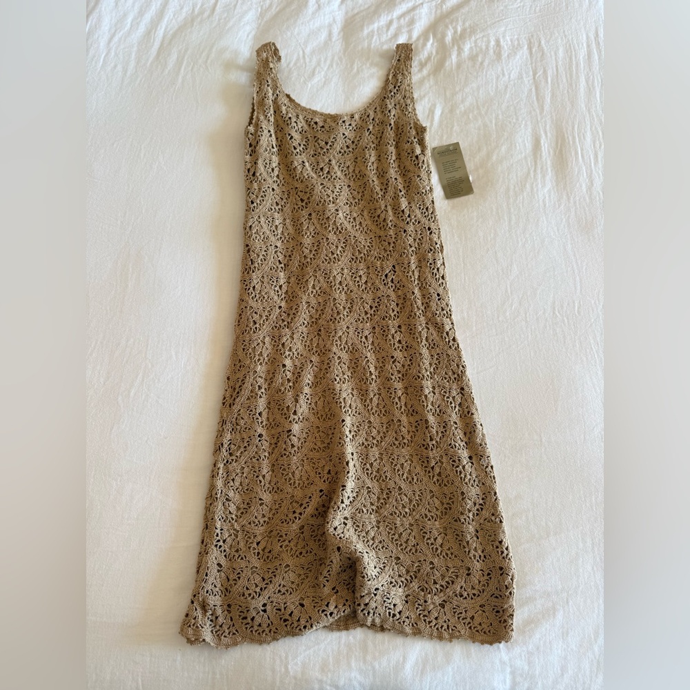 Nordstrom Beige Crochet Midi Dress